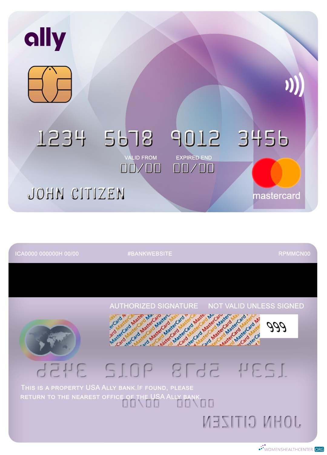 Download USA Ally bank mastercard Photoshop template